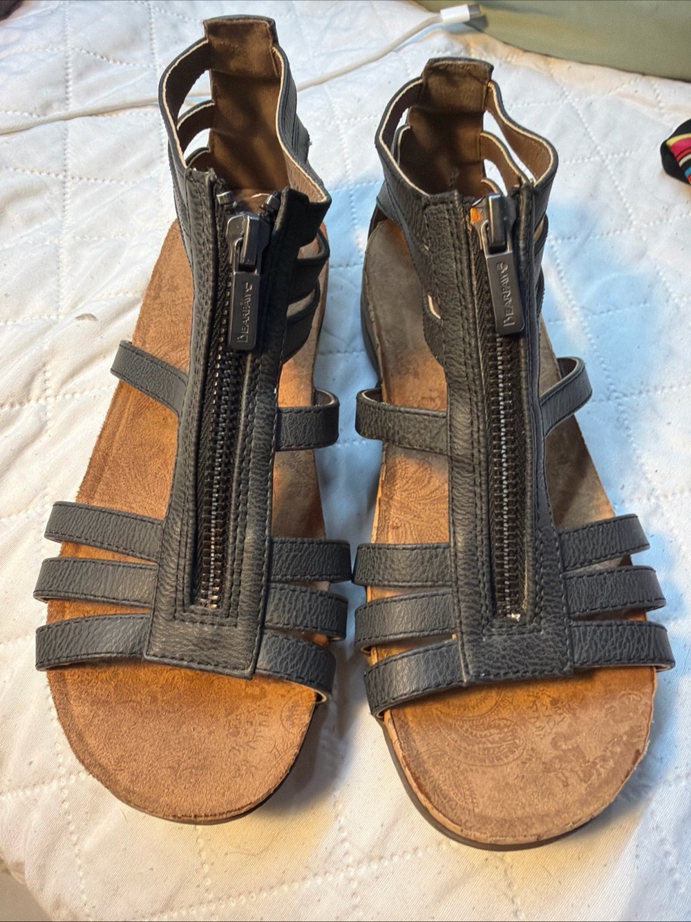 BearPaw Pewter size 7 Strappy Front-Zip Women’s Sandals - Picture 2 of 11